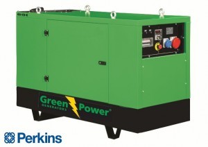 Perkins Elverk 15kVA 12kW ljudisolerad/t&auml;ckt manuell startpanel